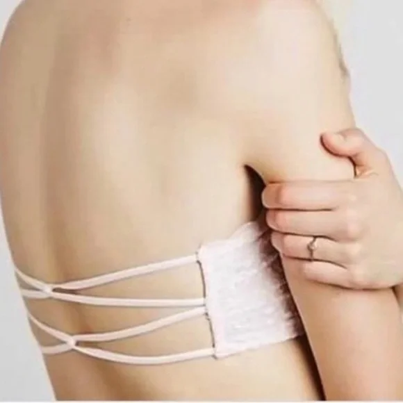 Bundle of 3 Free People Essential Lace Bandeau Bras, Black, Pink, & Ivory, S - Picture 5 of 8